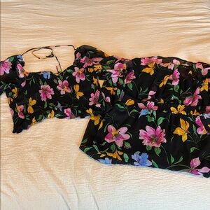 Floral 2 piece top and skirt set